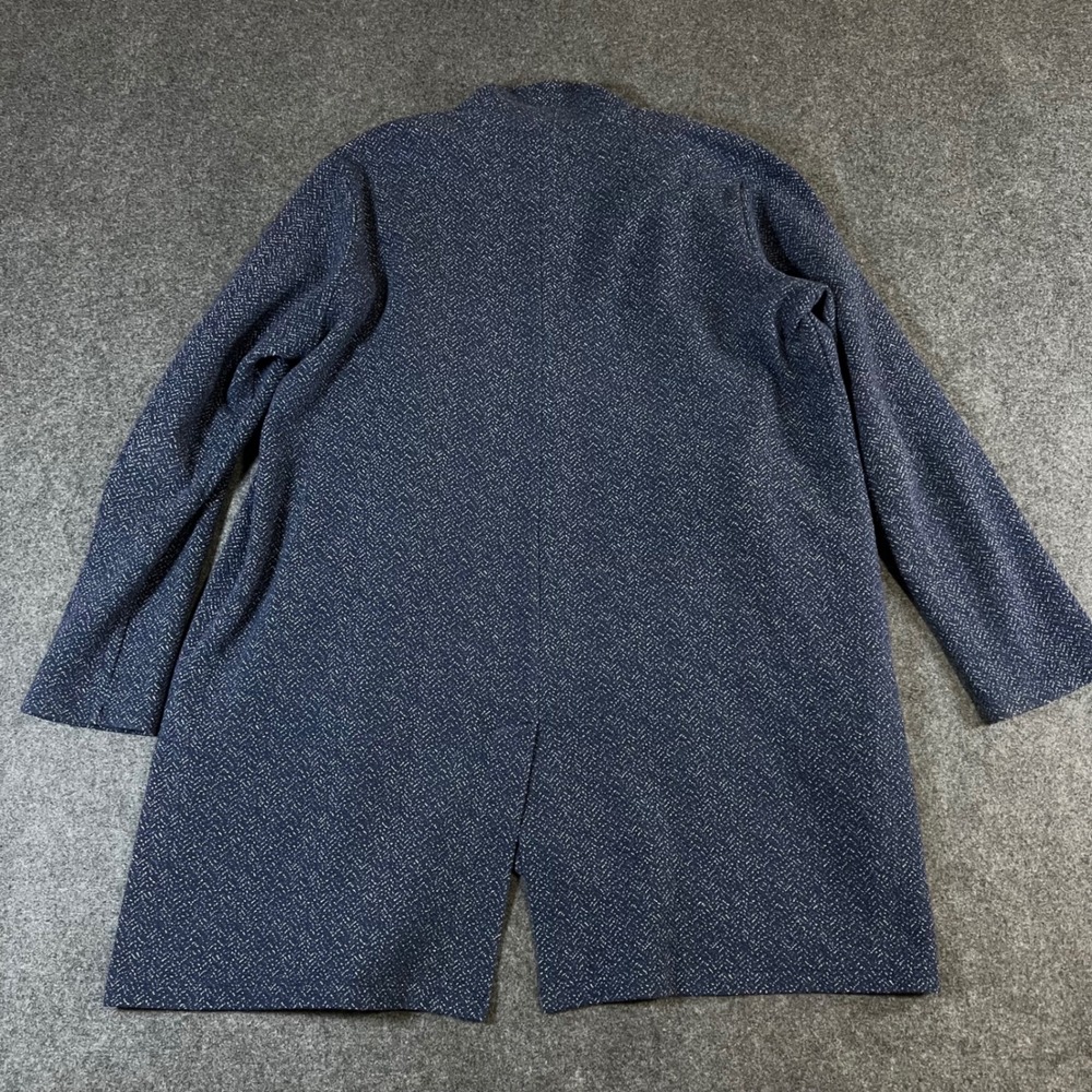 Lucky Brand Navy Blue White Herringbone Open Front Cardigan Jacket XL - Picture 2 of 13